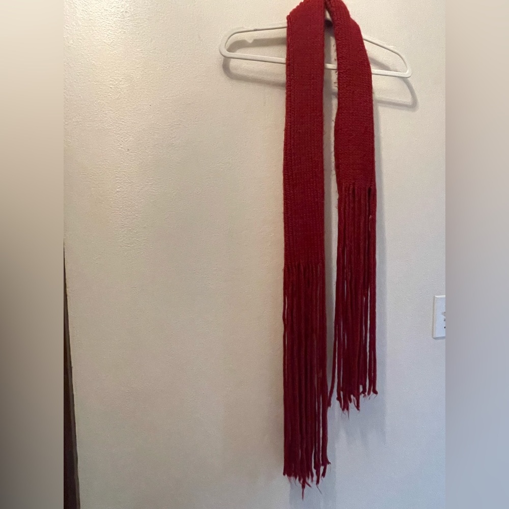 Red Scarf long fringe